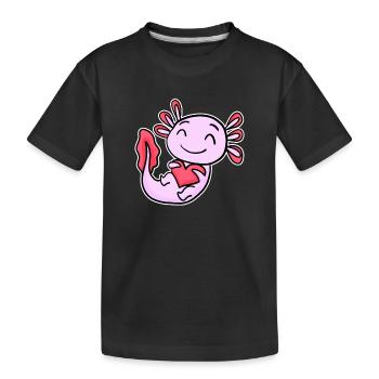 Axolotl Heart Love - Heart Motif - T-shirt bio Premium Enfant - noir - Devant