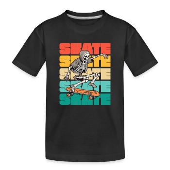 Skateboarding Coole Skateboarder Skelett Bunt - Kinder Premium Bio T-Shirt - Schwarz - Vorne