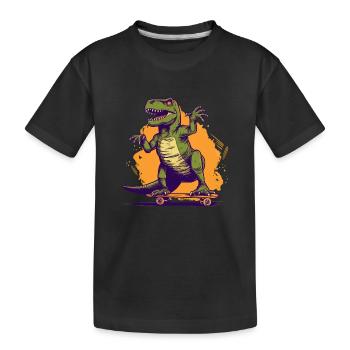 Skateboarding Cooler Skateboarder T Rex Dinosaurier - Kinder Premium Bio T-Shirt - Schwarz - Vorne
