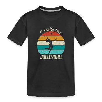 I Really Love Volleyball - Kids' Premium Organic T-Shirt - black - Front