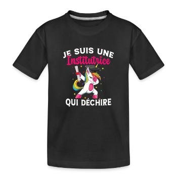 Femme Institutrice Qui Déchire Idée Enseignant - T-shirt bio Premium Enfant - noir - Devant