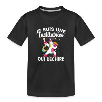 Femme Institutrice Qui Déchire Idée Enseignant - T-shirt bio Premium Enfant - noir - Devant