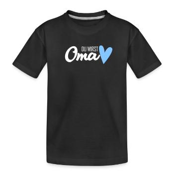 Oma Geschenk - Du wirst Oma - werdende Oma - Kinder Premium Bio T-Shirt - Schwarz - Vorne