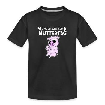 Muttertag - erster Muttertag Geschenk - Kinder Premium Bio T-Shirt - Schwarz - Vorne
