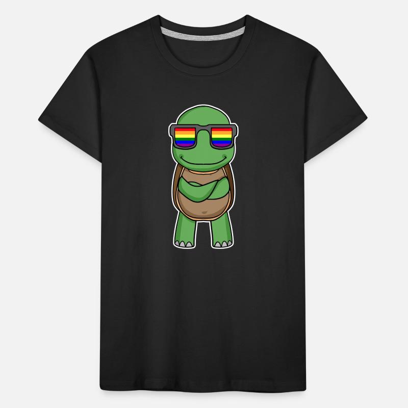 Rainbow - Turtle with glasses Kids' Premium Organic T-Shirt