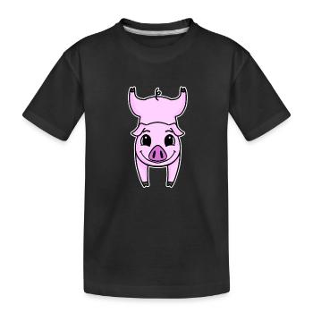 Handstand Schwein Turnen Kopfstand Gymnastik - Kinder Premium Bio T-Shirt - Schwarz - Vorne