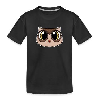 Eule Kopf - Kinder Premium Bio T-Shirt - Schwarz - Vorne