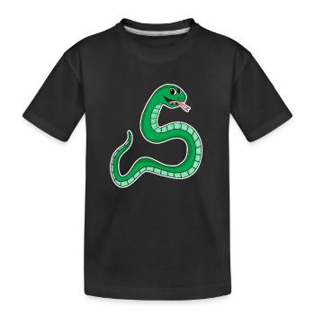 Schlange - Grüne Schlange - Kinder Premium Bio T-Shirt - Schwarz - Vorne