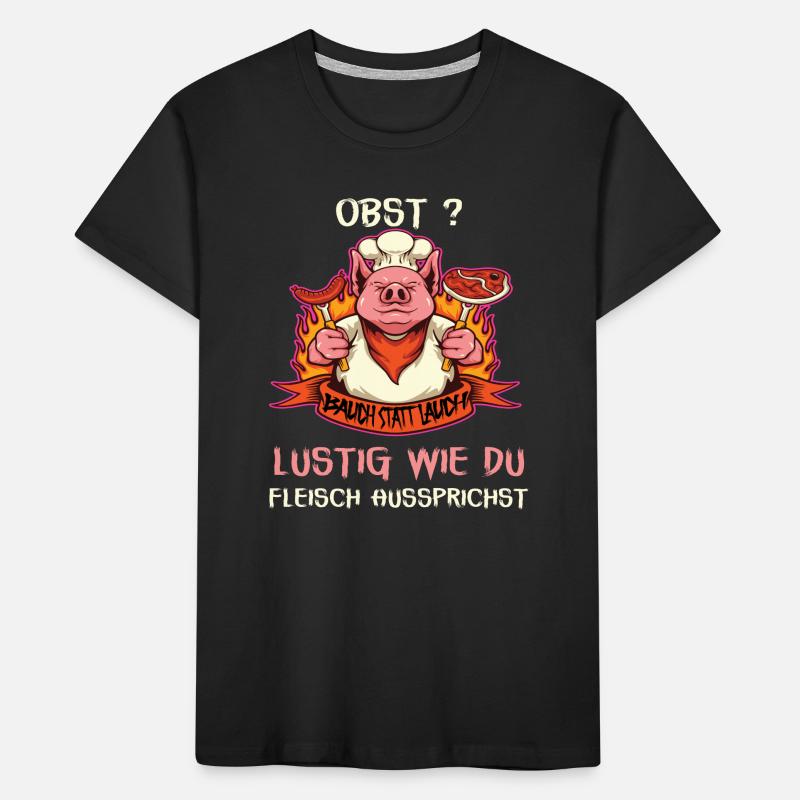Witziges Schwein mit Fleischspruch Kinder Premium Bio T-Shirt