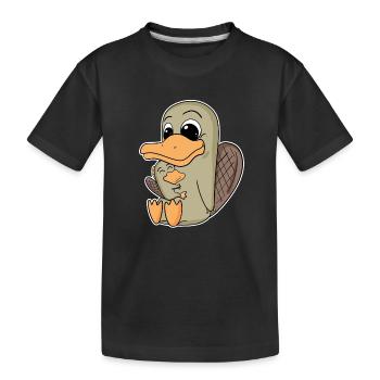 Famille d’ornithorynques - ornithorynque avec bébé - T-shirt bio Premium Enfant - noir - Devant
