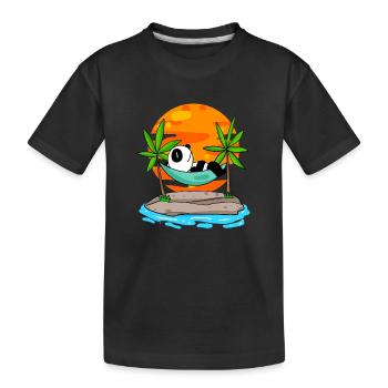 Panda sur la plage - T-shirt bio Premium Enfant - noir - Devant