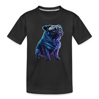 Futuristischer Neon-Mops - Kinder Premium Bio T-Shirt - Schwarz - Vorne
