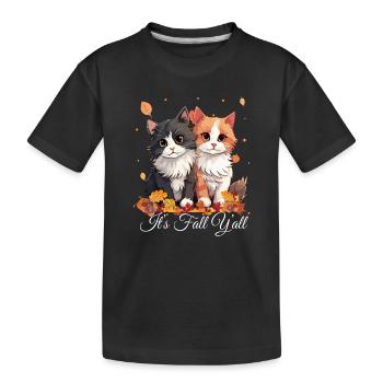 Es ist Herbst, ihr alle Herbst-Kätzchenblätter - Kinder Premium Bio T-Shirt - Schwarz - Vorne