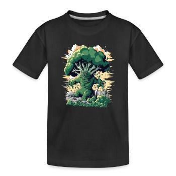Riesen Brokkoli Monster Brokkoli - Kinder Premium Bio T-Shirt - Schwarz - Vorne