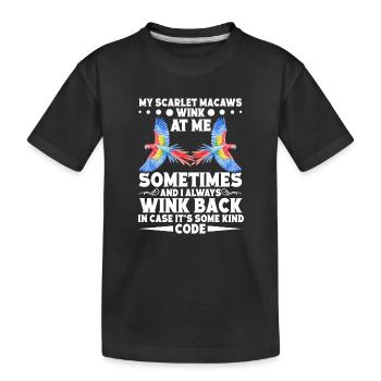 Mes aras écarlates me font parfois un clin d'œil - T-shirt bio Premium Enfant - noir - Devant
