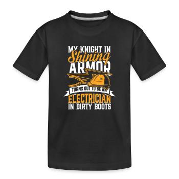 My knight in shining armor turns be an electrician - Kinder Premium Bio T-Shirt - Schwarz - Vorne