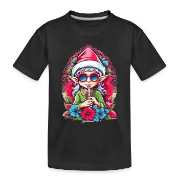Elfe avec flûte - T-shirt bio Premium Enfant - noir - Devant