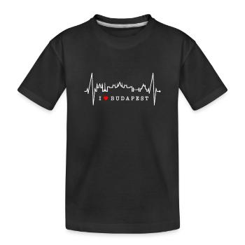 Budapest Skyline Herzschlag Ungarn Herz Budapester - Kinder Premium Bio T-Shirt - Schwarz - Vorne