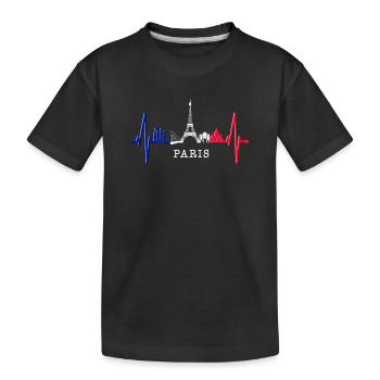 Paris Skyline Herzschlag Eiffelturm Frankreich - Kinder Premium Bio T-Shirt - Schwarz - Vorne