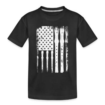 Flöte US Flagge - Kinder Premium Bio T-Shirt - Schwarz - Vorne