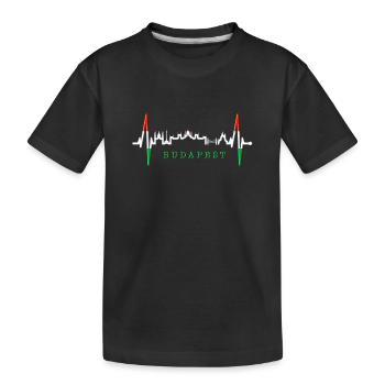 Budapest Skyline Herzschlag Ungarn Herz Budapester - Kinder Premium Bio T-Shirt - Schwarz - Vorne