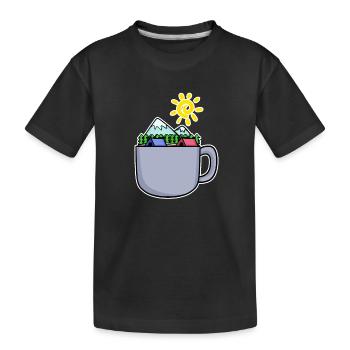 Berg Berge Gipfel Kaffee - Kinder Premium Bio T-Shirt - Schwarz - Vorne