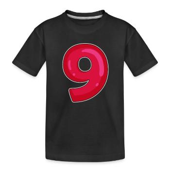 NINE - 9 - Digit red - Kids' Premium Organic T-Shirt - black - Front
