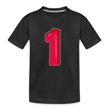Nummer 1 Rot Dunkel - Kinder Premium Bio T-Shirt - Schwarz - Vorne