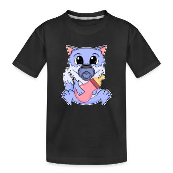 Baby Wolf Motif - Kids' Premium Organic T-Shirt - black - Front