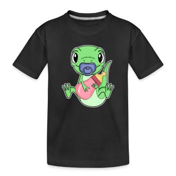 Baby Echse Motiv - Kinder Premium Bio T-Shirt - Schwarz - Vorne