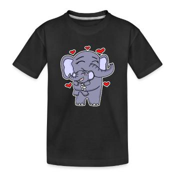 Elefant Familie - Elefant mit Baby - Elefanten - Kinder Premium Bio T-Shirt - Schwarz - Vorne