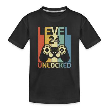 Level 24 freigeschaltet Lustiger Videospieler 24. Geburtstag - Kinder Premium Bio T-Shirt - Schwarz - Vorne