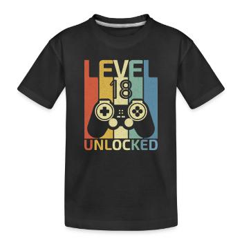 Niveau 18 Débloqué 18ème Garçon d’anniversaire de joueur vidéo - T-shirt bio Premium Enfant - noir - Devant