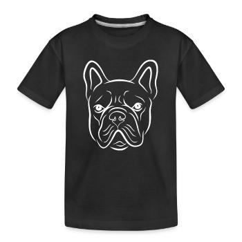 Französische Bulldogge Linienstil - Kinder Premium Bio T-Shirt - Schwarz - Vorne