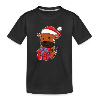 Antilope avec chapeau de Père Noël - T-shirt bio Premium Enfant - noir - Devant