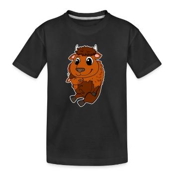 Famille de bisons - Bison avec bébé - T-shirt bio Premium Enfant - noir - Devant