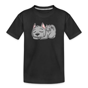 Famille Chat - Chat avec bébé - Parent isolé - T-shirt bio Premium Enfant - noir - Devant