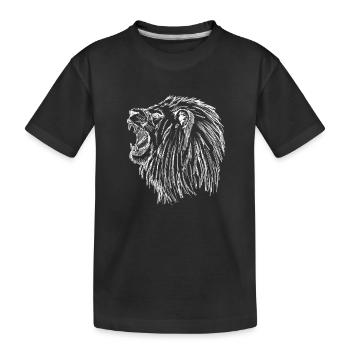 roaring lion - white - Kids' Premium Organic T-Shirt - black - Front