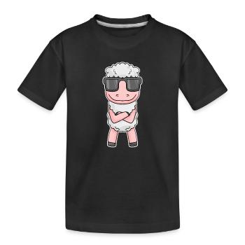 Schaf mit Brille - Kinder Premium Bio T-Shirt - Schwarz - Vorne