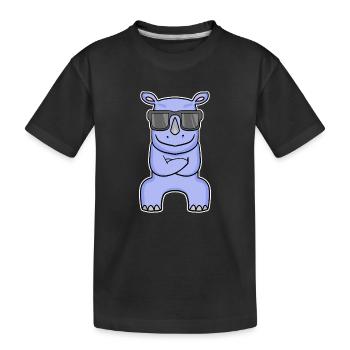 Nilpferd mit Brille - Kinder Premium Bio T-Shirt - Schwarz - Vorne