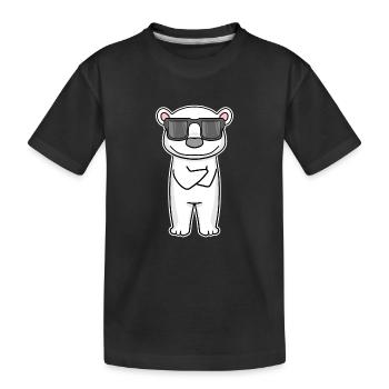 Eisbär mit Brille - Kinder Premium Bio T-Shirt - Schwarz - Vorne