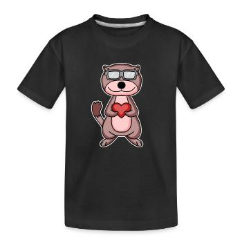 Belette avec coeur et lunettes - T-shirt bio Premium Enfant - noir - Devant