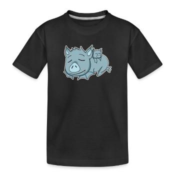 Bat Family - Bat with Baby - Kids' Premium Organic T-Shirt - black - Front