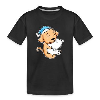 Chien avec oreiller et bonnet somnolent - T-shirt bio Premium Enfant - noir - Devant