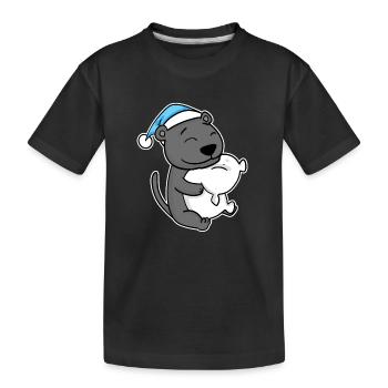 with pillow and sleepy cap - Kids' Premium Organic T-Shirt - black - Front