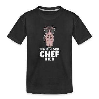 Chef Spruch Anführer Pferd Motiv - Kinder Premium Bio T-Shirt - Schwarz - Vorne