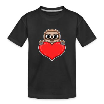 Coeur de paresseux Romantique - T-shirt bio Premium Enfant - noir - Devant