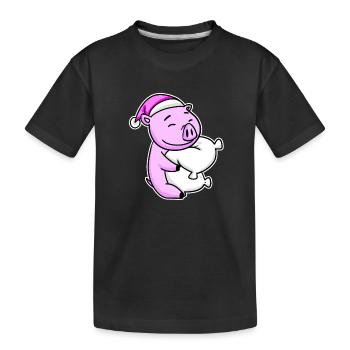 Pig Tired Sleeping Sleeping Girl - Kids' Premium Organic T-Shirt - black - Front