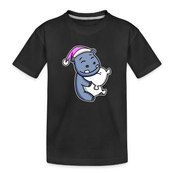 Hippopotamus Tired Sleeping Sleeping Girl - Kids' Premium Organic T-Shirt - black - Front