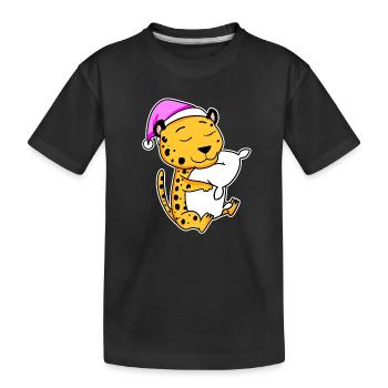 Cheetah Tired Sleeping Sleeping Girl - Kids' Premium Organic T-Shirt - black - Front